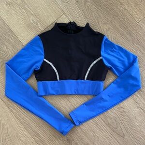 Girls Tiger Friday Black and Blue Crop Dance Top